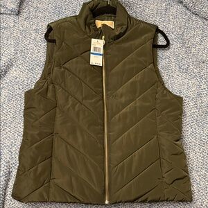 Michael Kors Dark Green Quilted Vest